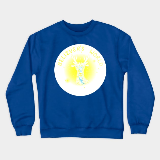 Texted Crayola Conte Crayon Version - Believer's World with Resident Wopppo Crewneck Sweatshirt by Believer's World The Other World The Eternal World